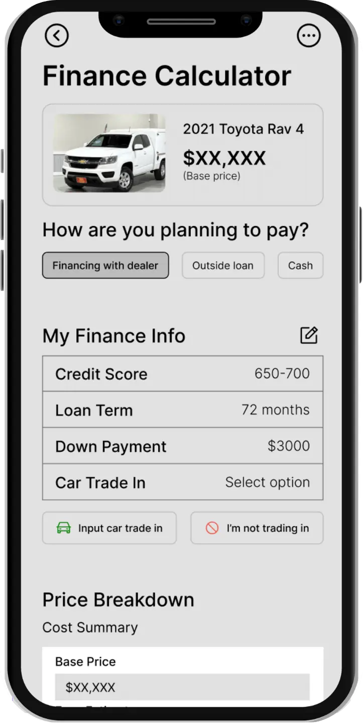 Cost breakdown prototype