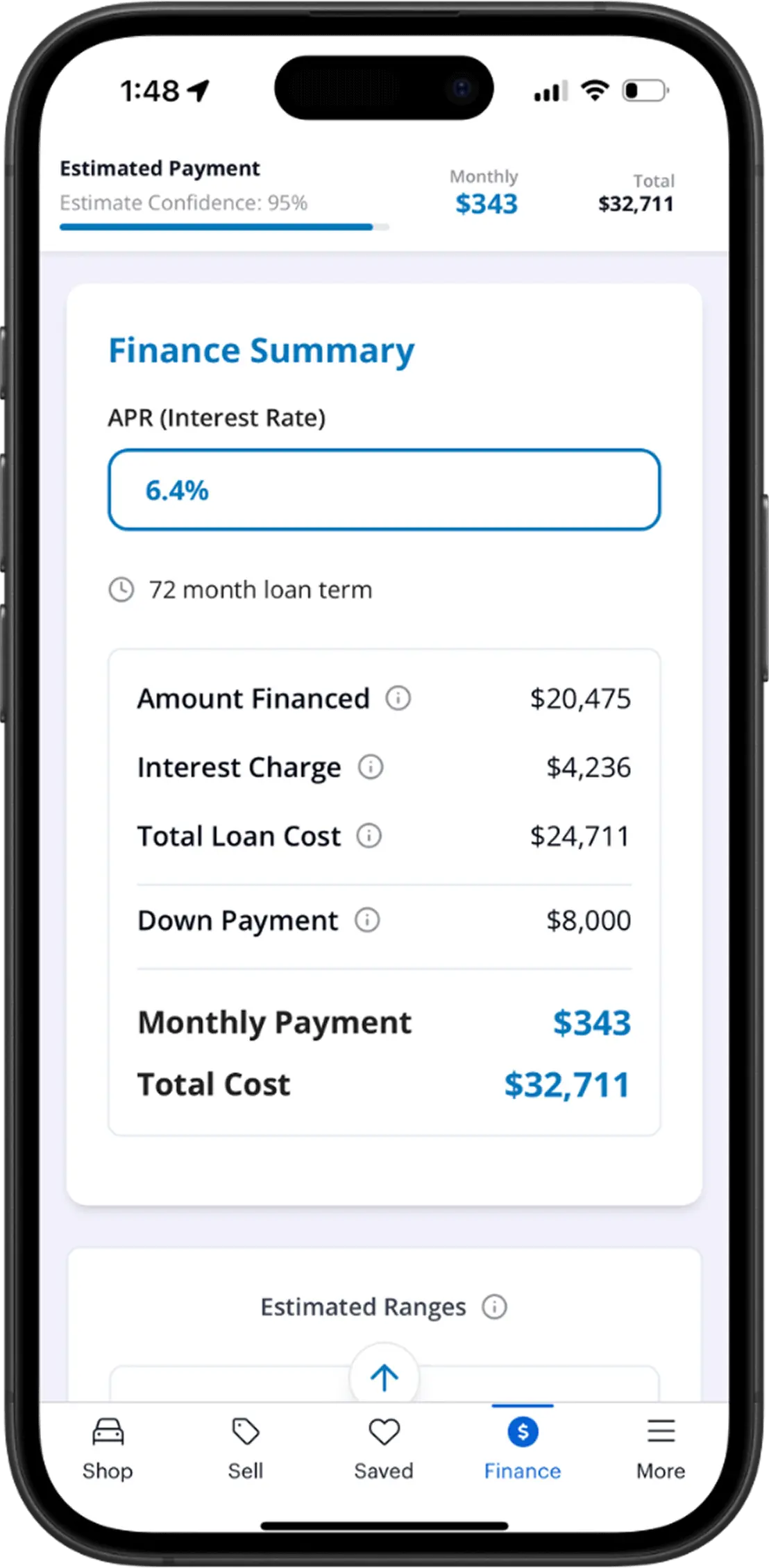 Estimate summary screenshot